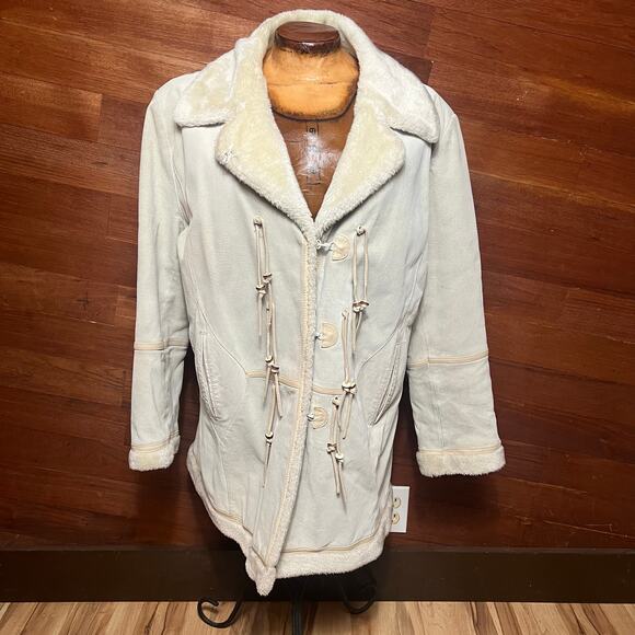 VINTAGE Fitzwright Western Style Suede Sherpa Coat Rancher Leather Size XL - Picture 1 of 8